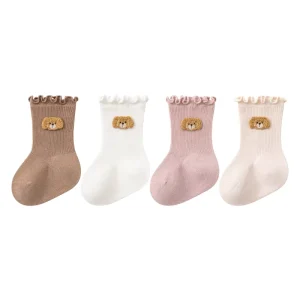 Autumn Winter Drawstrip Ear Edge Puppy Embroidered Children’s Socks Soft Cute Combed Cotton Skin-Friendly HY 2456 Socks