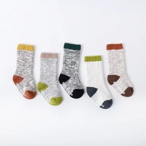 Autumn Winter Floor Children’s Mid-Calf Non-Slip Baby Socks Thickened Coarse Knit Double Thread Casual Crew Eco-Friendly