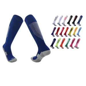 Autumn Winter Football Sports Socks for Adults Crew Non Slip Towel Soled Thick Anti Bacterial Cotton Blend Knitted Socks for Men