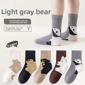 Autumn Winter Kids Mid Calf Cotton Socks 3D Cartoon Animal Jacquard Breathable Children Socks for Boys Girls