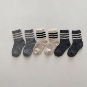 Autumn Winter Kids’ Thermal Wool Crew Socks Family Pack Knitted Mid Calf Style