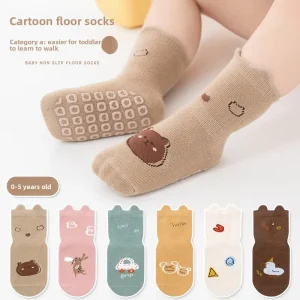 Autumn Winter Korean Style Large Area Adhesive Floor Socks Children’s Baby Toddler Walking Cartoon Non Slip Socks