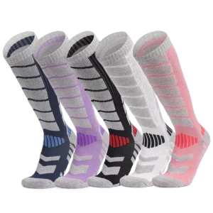 Autumn Winter Long Wool Snow Socks Knitted Crew Length Sports Towel Casual Merino Wool Ski Socks With Body Logo
