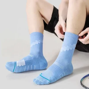 Autumn Winter Men’s Mid-Barrel Sports Socks High Crew with Breathable Bottom Knitted Home Sports Towel with Body Logo