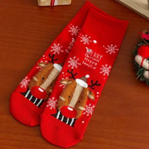 Autumn Winter Mid-Calf Knitted Socks for Kids Cross-Border Children’s Christmas Long Socks Boys’ Girls’ Baby Floor Socks