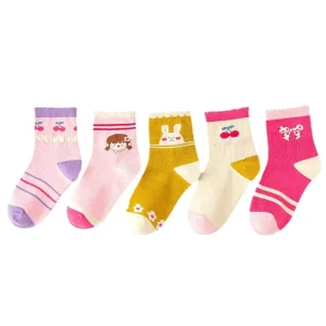 Autumn Winter Mid-Size Knitted Socks Casual Baby Cartoon Design High Crew for Kids Boys and Girls