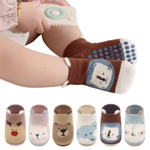 Autumn Winter New Anti Slip Combed Cotton Baby Floor Socks Soft Skin Friendly Small Ears Cartoon Animal Design