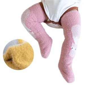 Autumn Winter New Breathable Jacquard Mink Hair Thickened Warm Baby Socks Cartoon Straight Loose Design