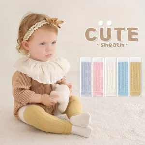 Autumn Winter New Fleece Lined Thickened Children’s Socks Crew Knitted Thermal Storage Knee Pads Fall Proof Warm Function