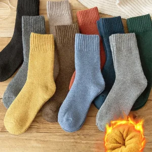 Autumn Winter Plush Thick Terry Socks Solid Color Warm Sleep Medium Tube Wool Socks