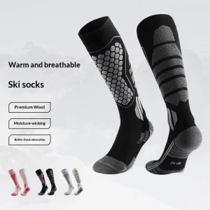 Autumn Winter Professional Wool Knitted Ski Socks for Men Women Thick Warm Merino Snow Socks Anti-Slip Antibacterial Features
