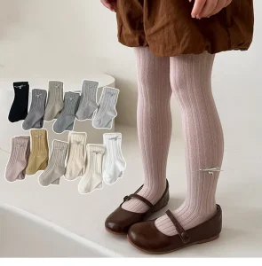 Autumn Winter Stylish Knit Outer With Cute Bow Trendy Matching Daily Outfit for Little and Medium Sized Kids Pantyhose Socks