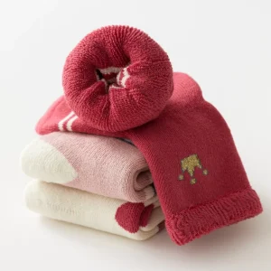 Autumn Winter Terry Fleece Thickened Heat-retaining Warm Mid-calf Cotton Baby Socks Non-slip Dots Stock Children’s Floor Socks