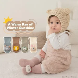 Autumn Winter Terry Standard Cotton Casual Crew Breathable Baby Socks Cute 3D Plush Animal Doll Toddler Floor Socks Non Slip