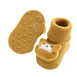 Autumn Winter Terry Thickened Combed Cotton Breathable Cartoon Animal Doll Anti Slip Children’s Floor Baby Turn Over Socks