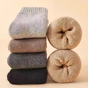 Autumn Winter Thickened for Men and Women Solid Color Thermal Loop Socks with Body Logo Warm Floor Socks Mid Calf Socks