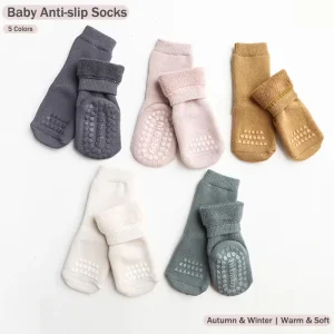 Autumn Winter Warm Thick Terry Baby Socks Cotton Knitted Long Tube Anti Slip Gripper Socks for Newborns Leg Warmers