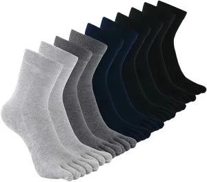 Autumn Winter Women’s Cotton Five Toed Socks Solid Color Breathable Knitted Ankle Middle Tube Anti-Slip Logo Sports