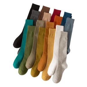 Autumn Women’s Fashion Tube Crew Dress Socks Custom Cotton Casual Breathable Knitted Knee-Length Digital Print Daily Body