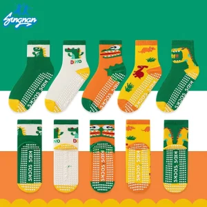 Autumn and Winter Children’s Non Slip Mid Calf Socks for Boys and Girls Cartoon Cotton Trampoline Socks