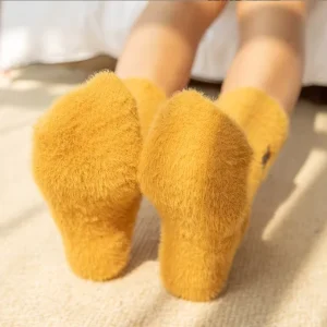 Autumn and Winter Daily Home Comfortable Female Solid Mink Velvet Tube Socks