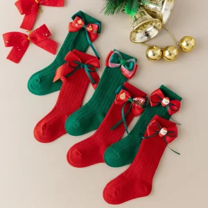 Autumn and Winter New Baby Long Tube Socks for Girls Children’s Casual Bowknot Socks for Christmas