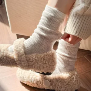 Autumn and Winter Socks for Women Thickened Wool Socks Warm and Cold-proof Simple Women’s Socks Mid-calf Socks