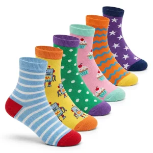 BIlu Colorful Stripe Kids Cotton Socks Bright Striped Children Socks Breathable Cotton Rainbow Socks for Kids Bulk