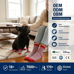 BSCI Factory Custom Red White Blue Striped Matching Pet & Owner Socks Winter Knit Dog Socks OEM ODM Manufacturer
