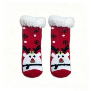 Babies Cute Cartoon 3D Gingerbread Crew Slipper Socks Anti Slip Winter Knitted Disposable Thermal Striped Home Wear