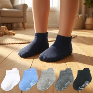 Baby Boys Girls Anti Skid Socks Solid Ankle Socks Full Sole Silicone Anti Skid Floor Kids Socks