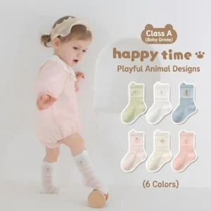 Baby Breathable Knitted Mesh Crew Socks Animal Embroidery 3D Ear Tabs Hollow Eco-Friendly Kids Summer Socks 0-5 Years Candy