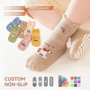 Baby Cartoon Summer Knitted Floor Socks Trampoline Socks Sport Grip Breathable Anti-Slip Dotted Spandex Cotton Kids