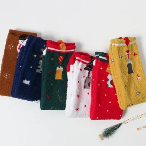 Baby Christmas Socks Cotton Breathable Cartoon Coral Velvet Stockings Children’s Thick Warm Socks