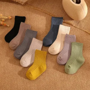 Baby Cotton Socks Solid Color Children’s Socks Middle Tube Girls Boys Kids Socks