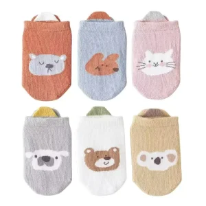 Baby Cute Anti Slip Grip Socks Summer Premium Cotton Animal Ankle Socks with Dots