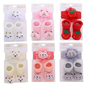 Baby Girl Bow Headband&cartoon Animal Toddler Socks Gift Set
