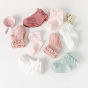 Baby Girl Casual Knitted Breathable Ankle Lace Pattern Anti Slip Quick Dry Socks Autumn