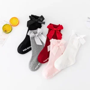 Baby Girls Big Bow Knee High Long Soft New Kids Socks Toddlers Cotton Lace Baby Socks Kids Girls Socks