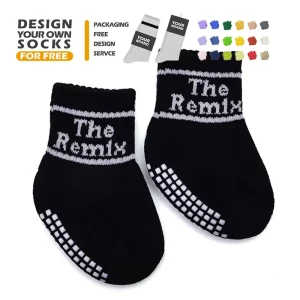 Baby Girls Boys Non Slip Socks With Grips Toddler Kids Cotton Crew Socks Silicone Rubber Baby Grip Sock