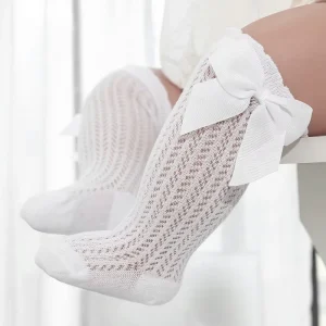 Baby Girls Knee High Socks Toddler Bow Mesh Long Stockings Infants Thin Socks