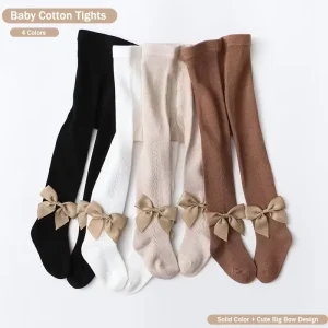 Baby Girls Spring Summer Big Bow Pantyhose Leggings Ins Fashion Style Pure Color Stockings Tights For Kids Girls 6M 6years