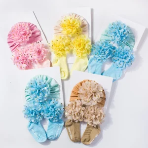 Baby Hat Socks Set Cute Flower Children’s Stockings Cross border Hat Set