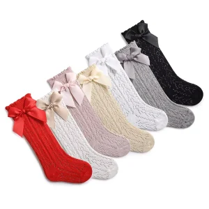 Baby High Socks Spring and Summer Mesh Korean Bow Princess Socks Breathable Thin Loose Children’s Stockings