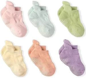 Baby Infants Toddlers Kids Boys Girls Grip Crew Ankle Socks With Non Slip Anti Skid Soles Cotton Socks for Children