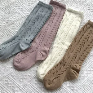 Baby Kids Knitted Cotton Long Tube Socks Kids Knee High Toddler Girl Lace Hollow Out Summer Cute Socks