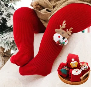 Baby Kids Toddler Girl Infant Knee High Cotton Christmas Cable Knit Soft Skin Friendly Socks