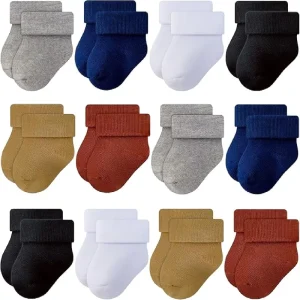 Baby Knitted Crew Socks Soft Cotton Anti Slip Breathable Socks for Toddler Girls Boys