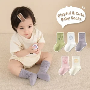Baby Knitted Ribbed Crew Socks Cartoon Animal Embroidery Owl Bunny Soft Cotton Vertical Rib Kids Eco Friendly Casual
