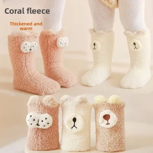 Baby Newborn Winter Thick Warm Long Socks Children’s Infant High Cartoon Socks Without Heels